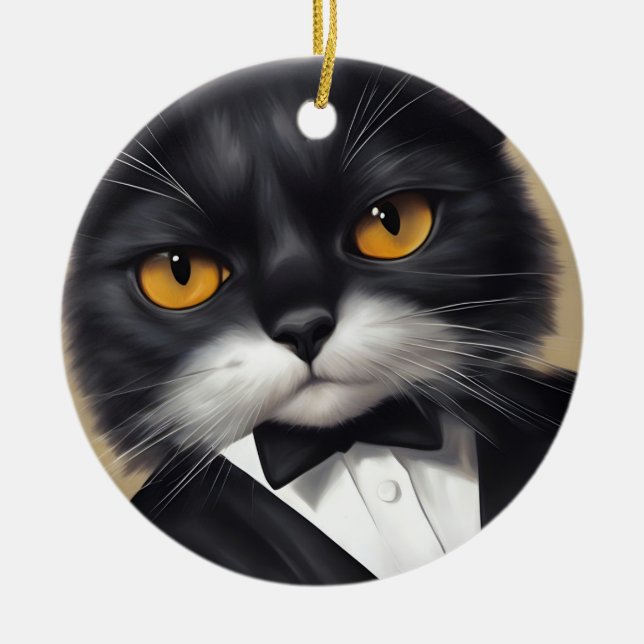 Smart Cat Ceramic Tree Decoration (Front)