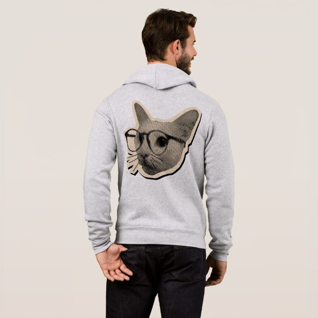 "Smart Cat Design with Glasses Hoodie (Back Full)