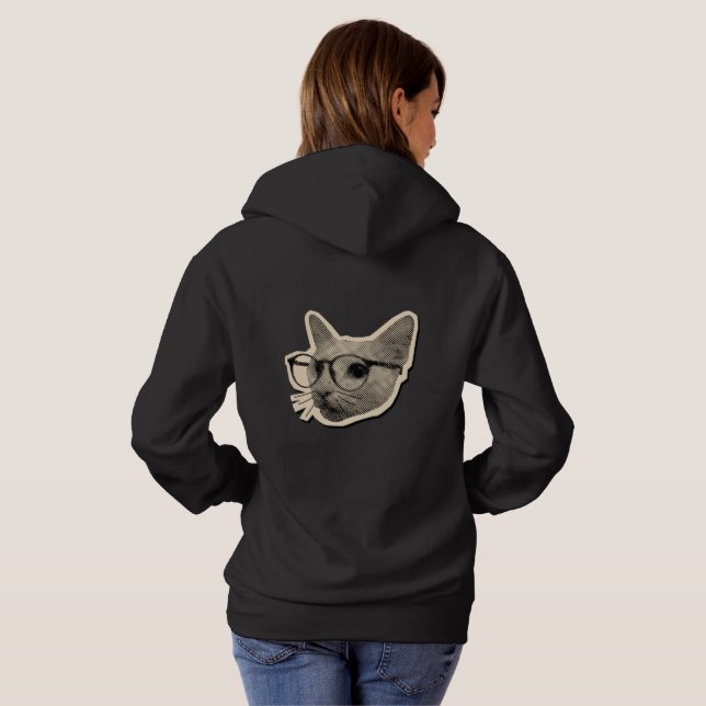 "Smart Cat Design with Glasses Hoodie (Back Full)