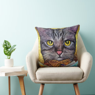 Smart Cat Reading a Book Cushion