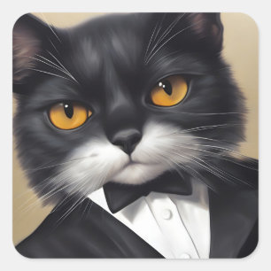 Smart Cat Square Sticker