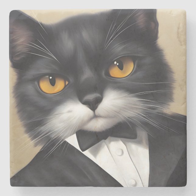 Smart Cat Stone Coaster (Front)