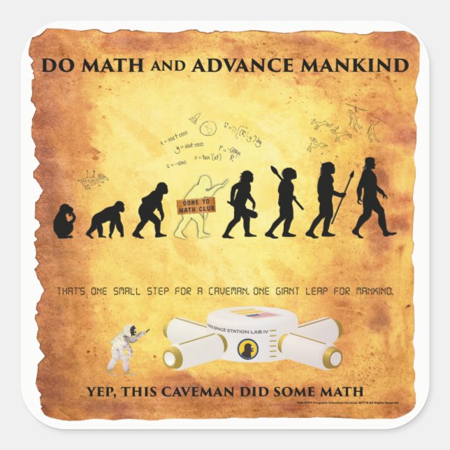 Smart Caveman: Do Math and Advance Mankind Sticker (Front)