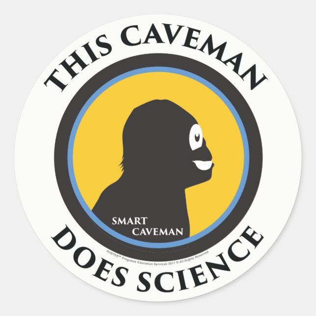 Smart Caveman Stickers: This Caveman Does Science Classic Round Sticker (Front)