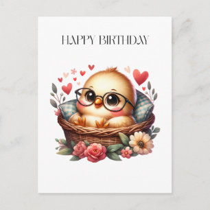 Smart Chick Birthday Postcard