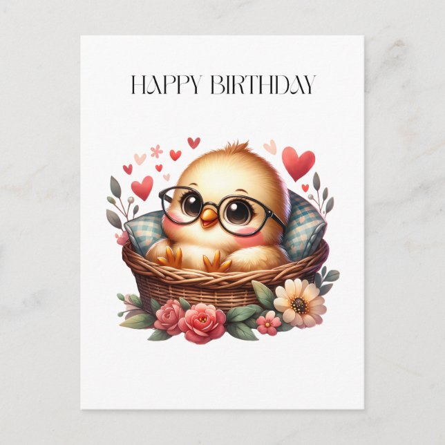 Smart Chick Birthday Postcard (Front)