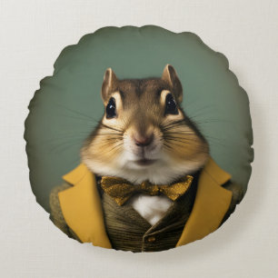 Smart Chipmunk Round Cushion