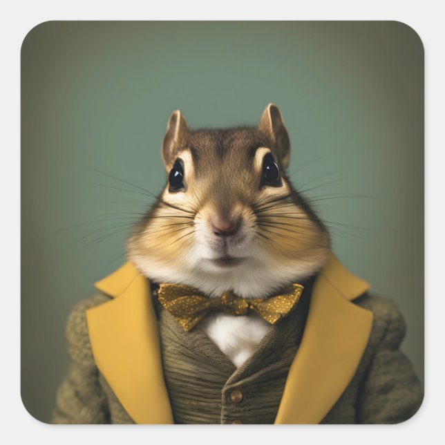 Smart Chipmunk Square Sticker (Front)