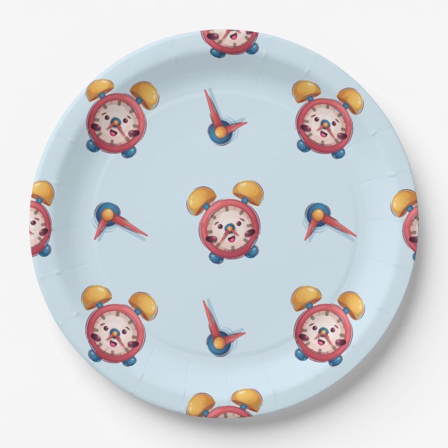 Smart Clock Collection - Blue Paper Plates (Front)