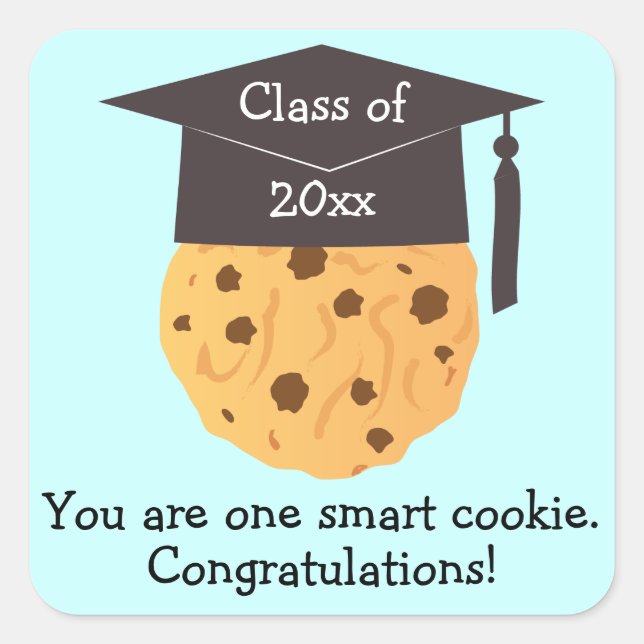 Smart Cookie Graduation Favours Square Sticker (Front)