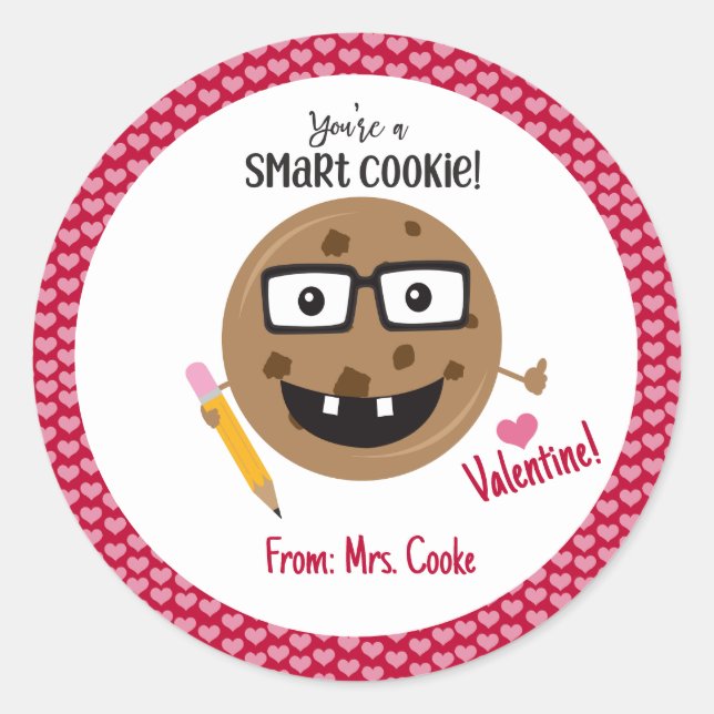 Smart Cookie Nerd Classroom Teacher Kids Cute Classic Round Sticker (Front)