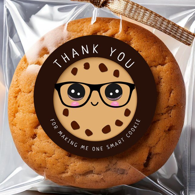 Smart Cookie Teacher Thank You Appreciation Gift Classic Round Sticker (Creator Uploaded)
