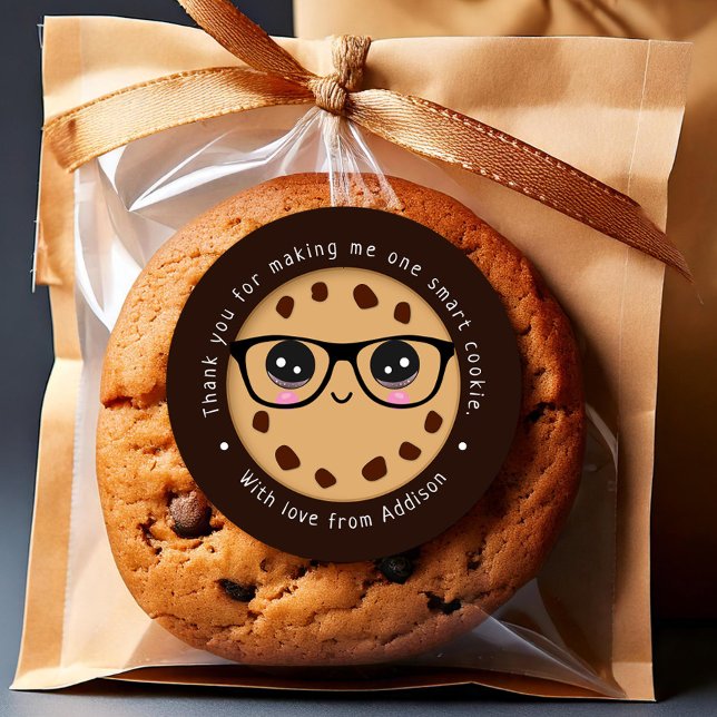 Smart Cookie Teacher Thank You Gift Appreciation Classic Round Sticker (Creator Uploaded)