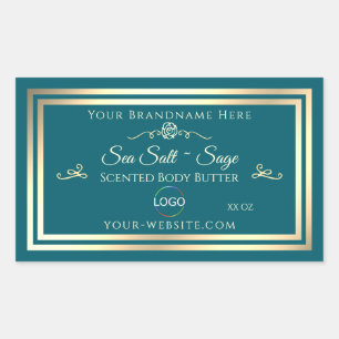 Smart Dark Teal Product Label Gold Frame with Logo