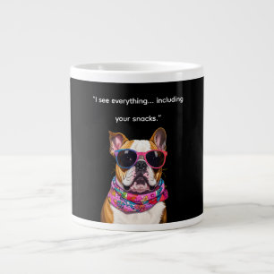 Smart Dog with Glasses – Funny Nerd Puppy Quote Large Coffee Mug