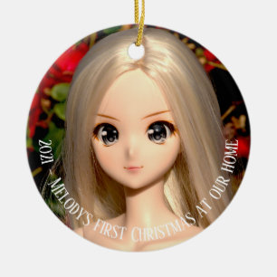 Smart Doll Melody first Chritmas photo Ceramic Orn Tree Decoration
