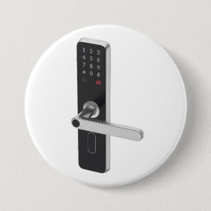 Smart door lock with integrated keypad and fingerp 7.5 cm round badge