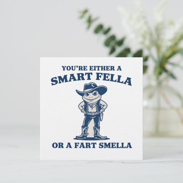 Smart Fella or Fart Smella Retro Frog Meme Funny Invitation (Standing Front)