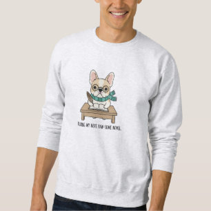 Smart French Bulldog Wearing Glasses and Scarf Sweatshirt