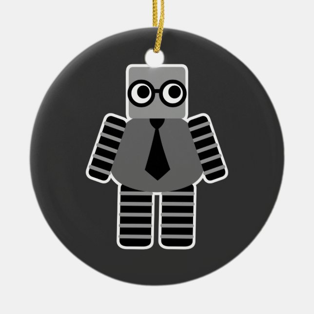 Smart Geek Robot Ceramic Tree Decoration (Front)