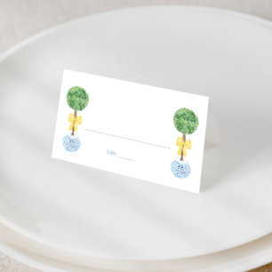 Smart Gender Neutral Boxwood Topiary Spring Shower Place Card