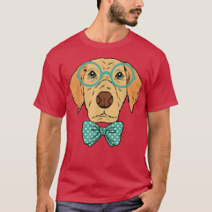 SMART GOLDEN RETRIEVER Dog Bow Tie Wearing Glasse T-Shirt