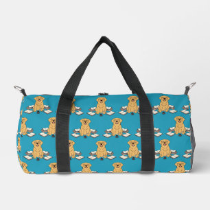 Smart Golden Retriever Writer Book Lover Cartoon Duffle Bag