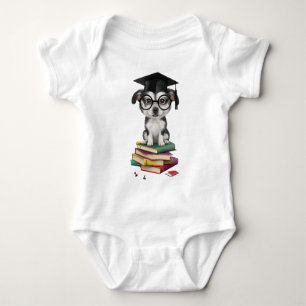 Smart Graduation Dog Sticker – Cute Pup with Glass Baby Bodysuit