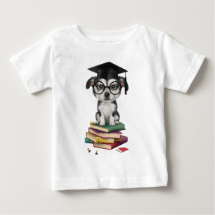 Smart Graduation Dog Sticker – Cute Pup with Glass Baby T-Shirt