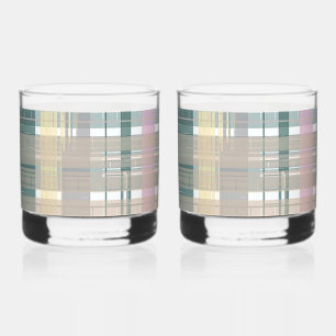 Smart Looking Coastal Plaid Style Print Whiskey Glass