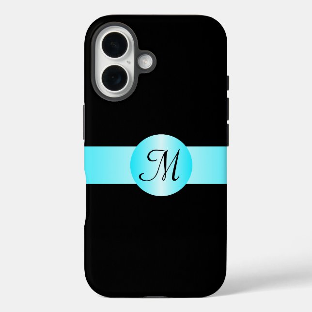 Smart Minimalist Blue Circle Monogrammed Case-Mate iPhone Case (Back)