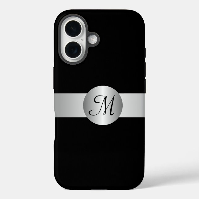 Smart Minimalist Silver Circle Monogrammed Case-Mate iPhone Case (Back)