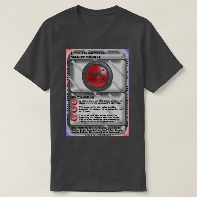 Smart Missile Pinball Dinosaur Game Parody Card T-Shirt (Design Front)