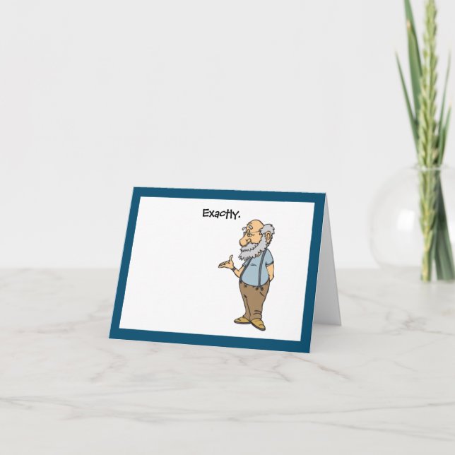 Smart Old Man Cartoon, Funny Elderly Wisdom Card (Front)