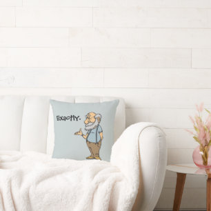 Smart Old Man Cartoon, Funny Elderly Wisdom Cushion