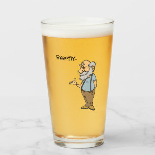 Smart Old Man Cartoon, Funny Elderly Wisdom Glass