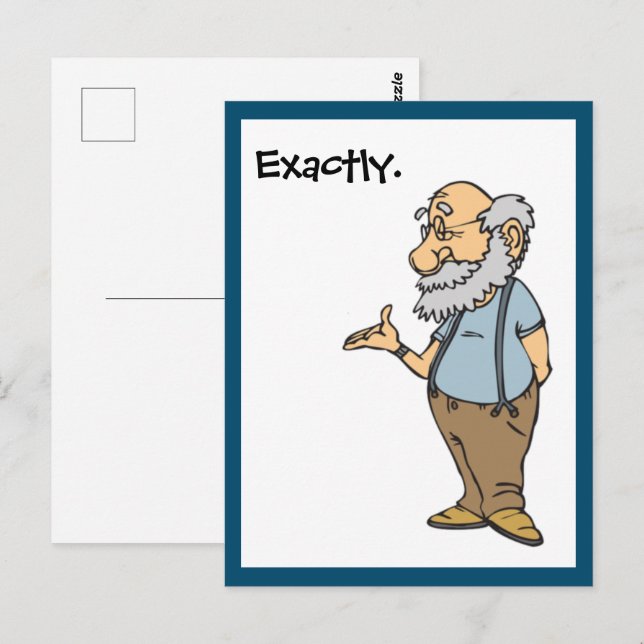 Smart Old Man Cartoon, Funny Elderly Wisdom Postcard (Front/Back)