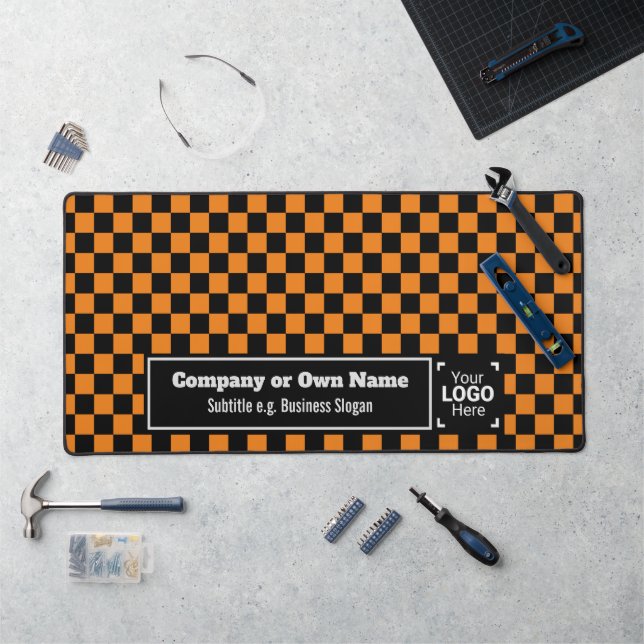 Smart Orange Check: Professional Business Branded Desk Mat (Workstation)