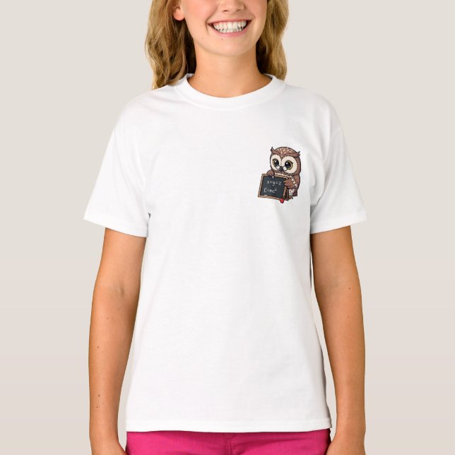 Smart Owl Math Professor Kids T-Shirt (Front)