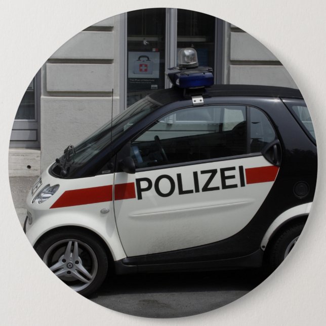 Smart Polizei Auto 6 Cm Round Badge (Front)