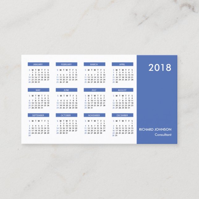 Smart Professional SImple Calendar Business Card (Front)