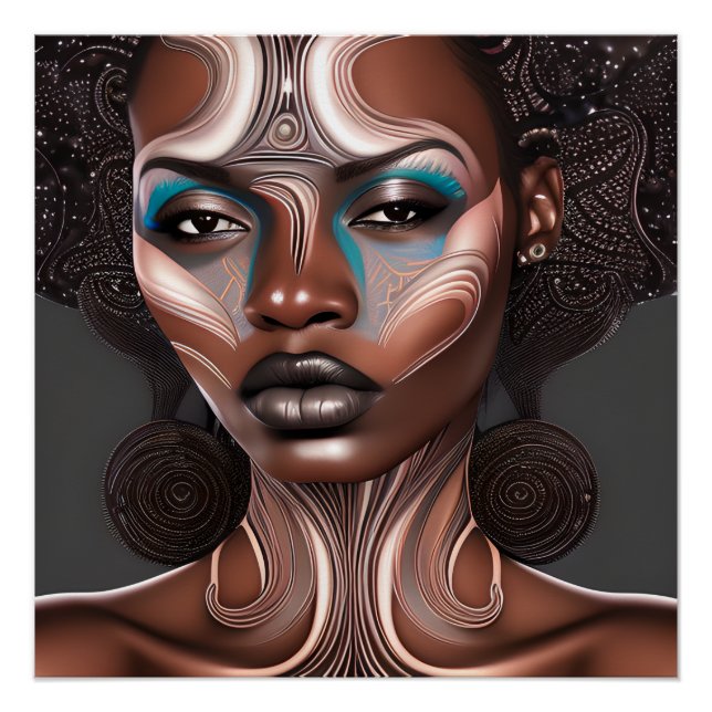 Smart Queen Auburn Brown Hair Black Melanin Afro Poster (Front)
