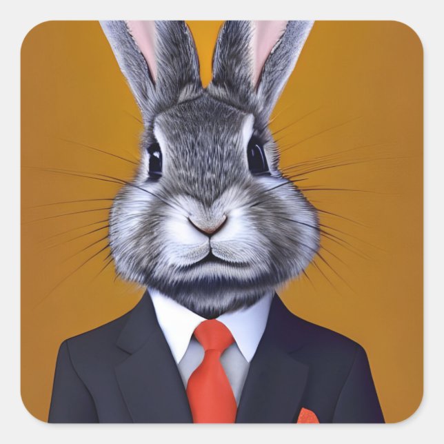 Smart Rabbit Square Sticker (Front)
