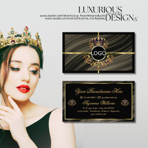 Smart Royal Brown Gold Crown with Logo Sumptuous Business Card