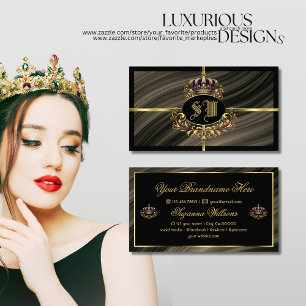 Smart Royal Brown Gold Crown with Monogram Noble Business Card