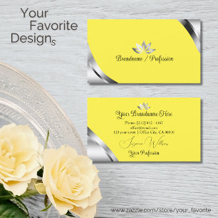 Smart Silver Corners on Yellow with Pretty Petals Business Card