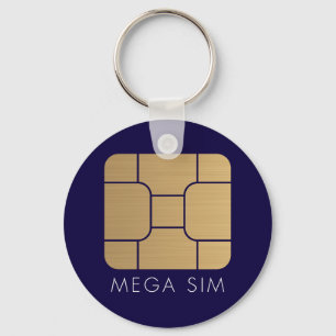 Smart SIM Card mega format in faux gold Key Ring