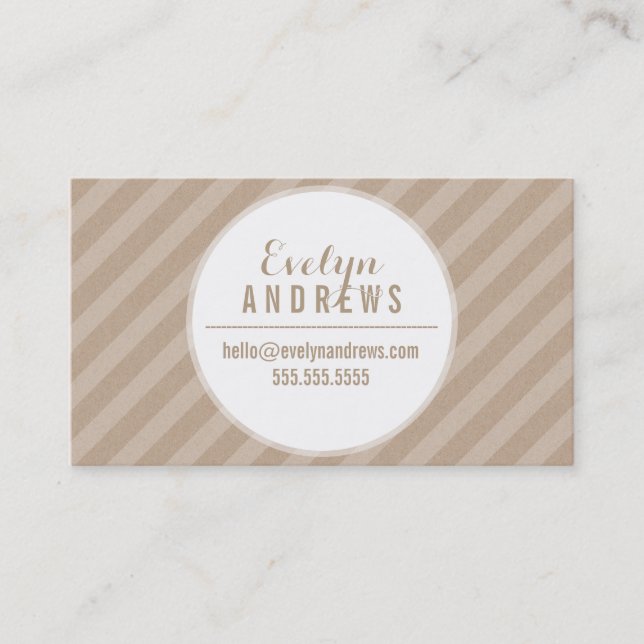 SMART SIMPLE SPOT stripe pattern cool white kraft Business Card (Front)