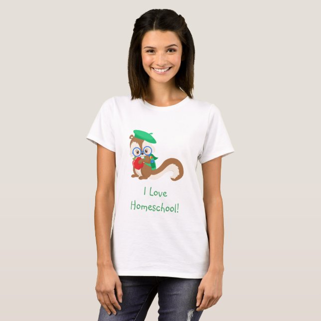 Smart Squirrel I love homeschool T-Shirt (Front Full)