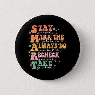 Smart Test Day Squad Funny Student Teacher Testing 6 Cm Round Badge